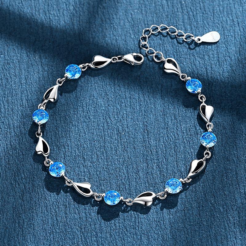 925 Silver Zircon Flower Bracelet For Women Elegant Charm Chain Jewelry Wedding Party Holiday Gift