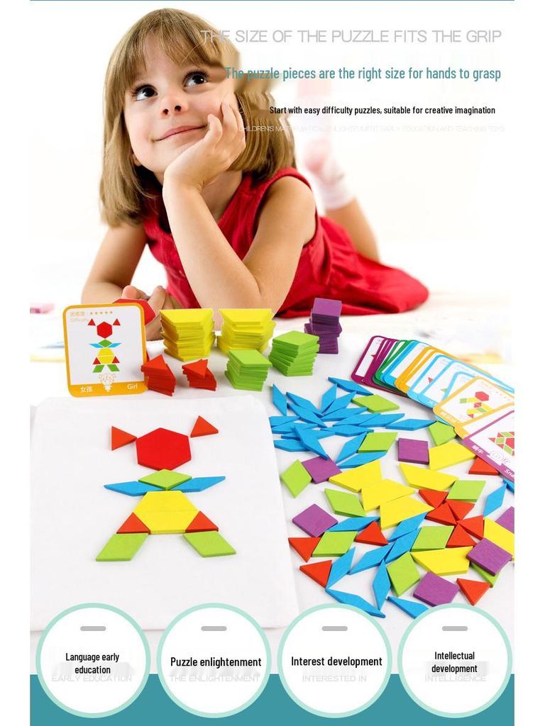 155-Piece Geometric Shape Tangram Puzzle Game for Early Childhood Education