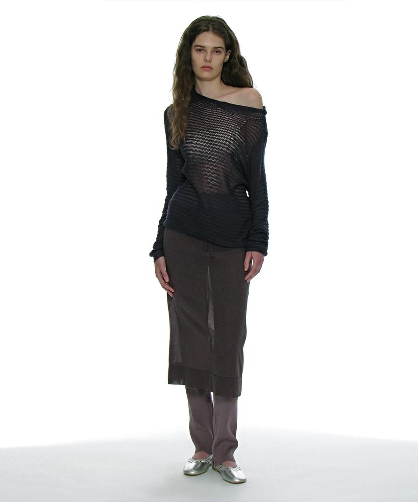 Partimento Woman Sheer Midi Skirt_Charcoal