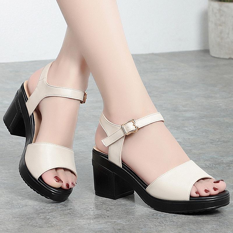 Sandali con Tacco Grosso da Donna Estivi Monocinturino Impermeabili con Plateau Scarpe con Suola Spessa Scarpe da Donna Bianche Oversize