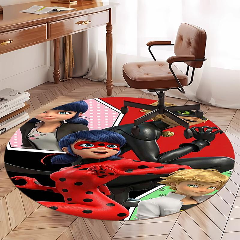 Miraculous Printed Round Rug Carpet Chair Rug Area Rug Entryway Doormats,for Office Chair Living Room Bedroom Kitchen Room.