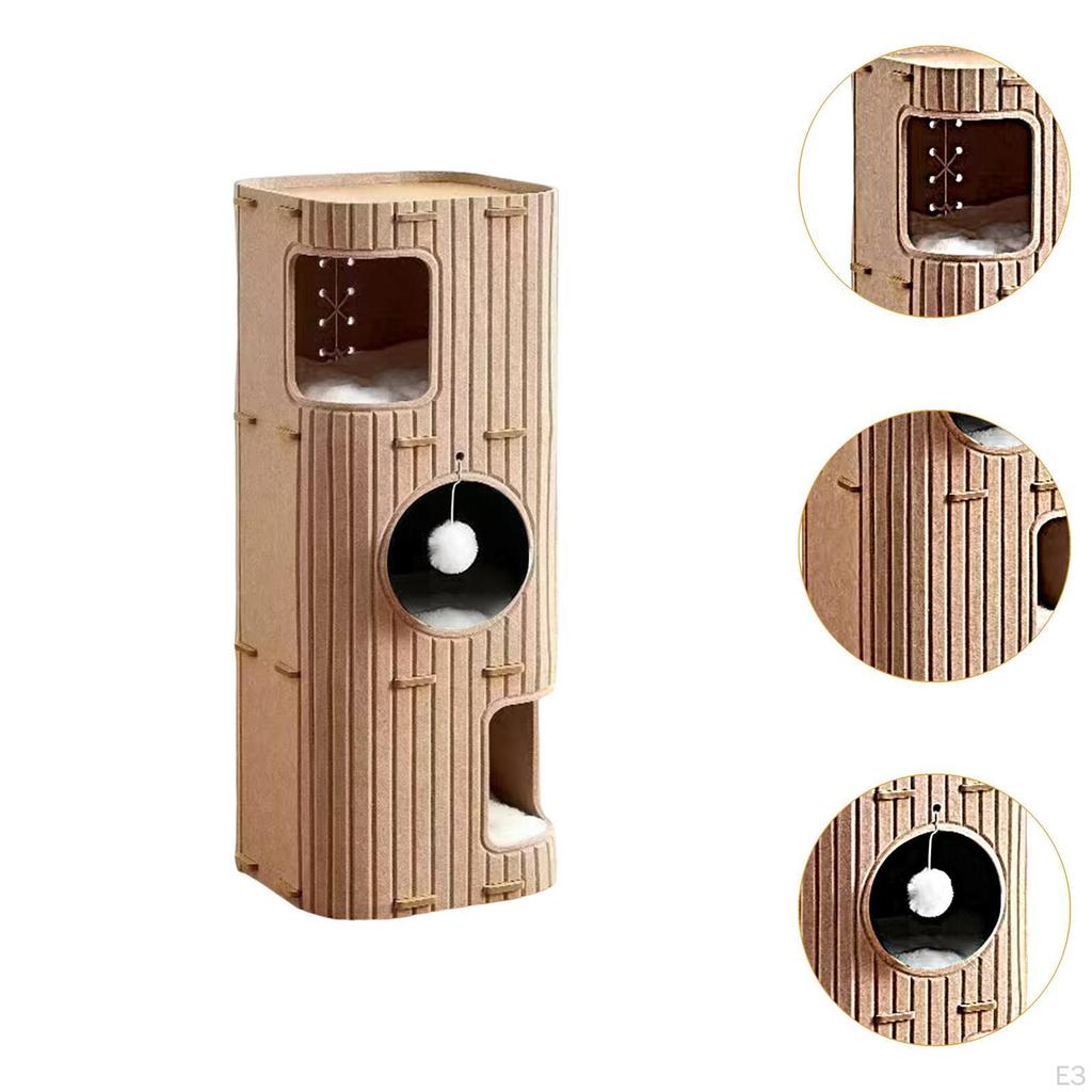 Cat Bed, Cave, Covered Tunnel, Condo, Enclosed Bed with Hanging Ball, House for Sleeping And