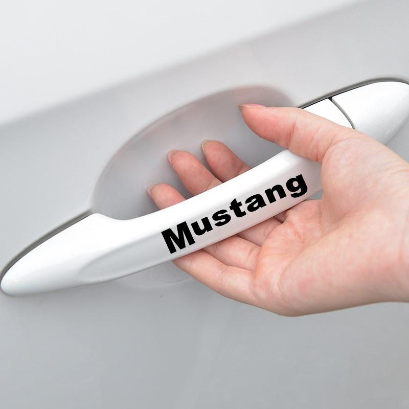 4Pcs Car Door Handle Stickers Tire Rear View Mirror Decals For Ford Mustang ST Line Mondeo Focus Fiesta Escape Kuga Ecosport Ranger EXplorer Stickers
