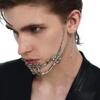 Set di 2 Maschere Mezzo Viso Accessorio Cosplay Unisex Catena per Viso Gioielli per Viso alla Moda Texture Rame per Festa di Halloween