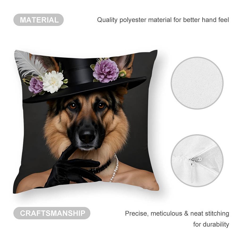 German Shepherd Dog Pillow Case Square Double‑Sided Print Cushion Case For Sofa Home Bedchamber Decor Gift