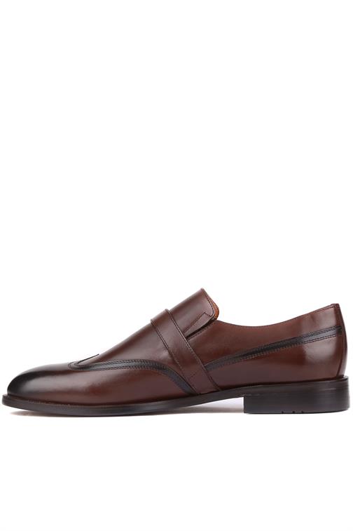 Shoetyle Hnědé kožené pánské klasické boty s přezkou 250-401