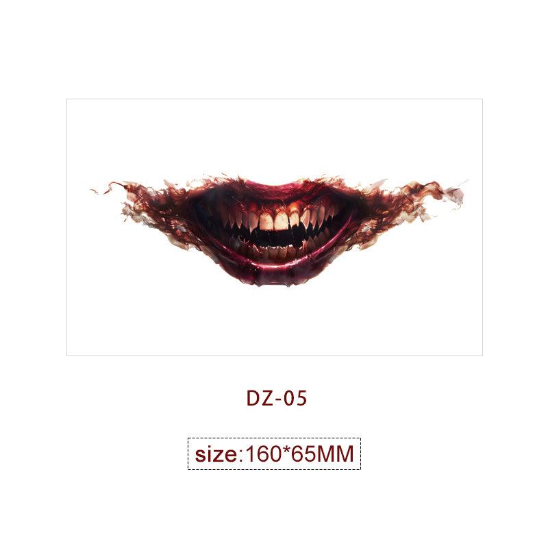 Halloween Mouth Tattoo Scary Clown Face Stickers Creepy Temporary Tattoos Waterproof Party Makeup Costume Props