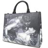 Trendige Schwarz-Weiß-Kunst-Tragetasche - Große Damen-Tragetasche mit Illustrationsdesign