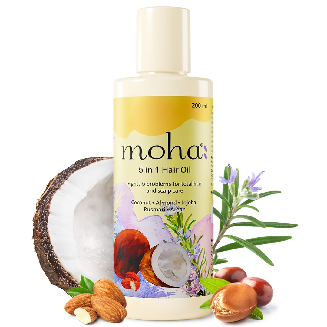 

Moha 5 In 1 Hair Oil 200 ml Lightweight Non Sticky Daily Care Oil For Smooth Shiny Manageable Hair Routine Use