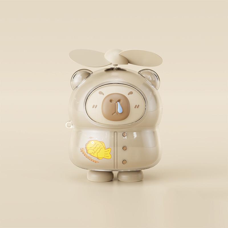 Cute Character Portable Bladeless Neck-Hanging Fan Cartoon Capybara Small Fan Outdoor Usb Charging Fan Students Summer Gifts