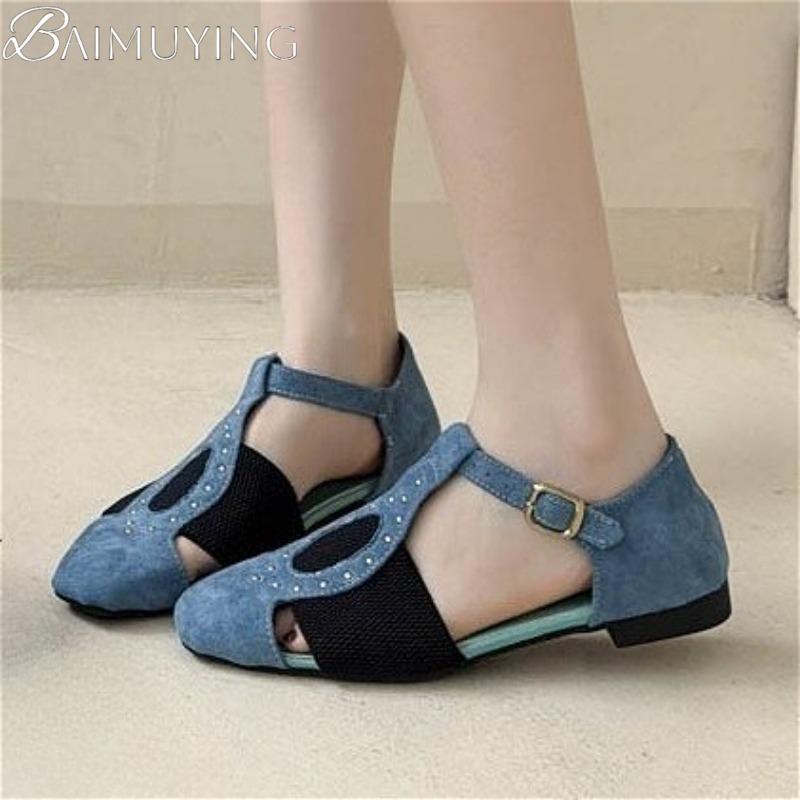 Square Toe Women Flat Sandals Loafers Shoes Woman Summer 2025 Trend Elegant Dress Designer Soft Sole Comfort Sandalias Mujer