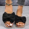 Fashion Women Flats Slippers Summer Fashion Bow Tie Sandals Shoes for Women Flat Square Toe Casual Beach Slippers Slides for Women