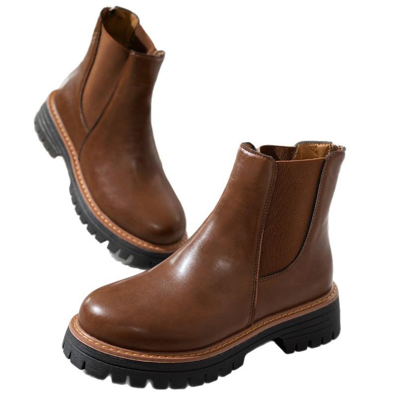 New Women's Shoes with Large Heels, Round Toe and Thick Soles, Featuring A Pair