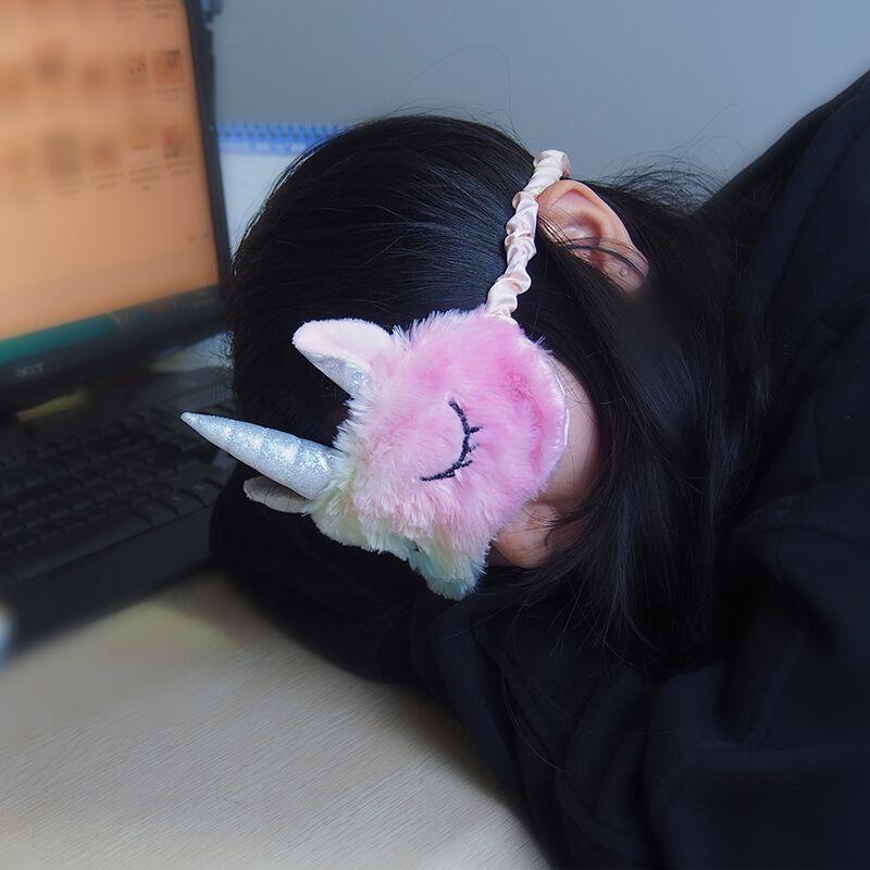 Mode 3D Eenhoorn Slapen Oogmasker Leuke Cartoon Geleidelijke Verandering Pluche Reizen Eyeshade Cover