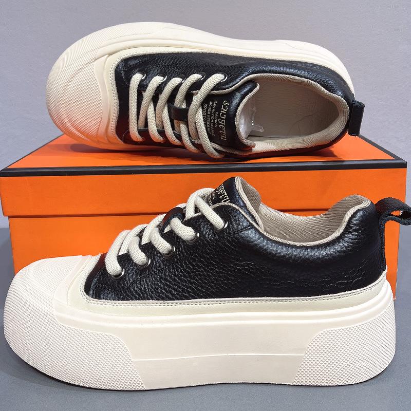 Plateau weiße Schuhe Damen Frühling und Herbst lässige Sportschuhe bequem und leicht Skateboardschuhe