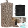 Jute Toilet Paper Storage Basket with Lid,Bathroom Toilet Paper Holder Stand for 3 Mega Rolls,Tissue Holder for Bathroom with Removable Waterproof