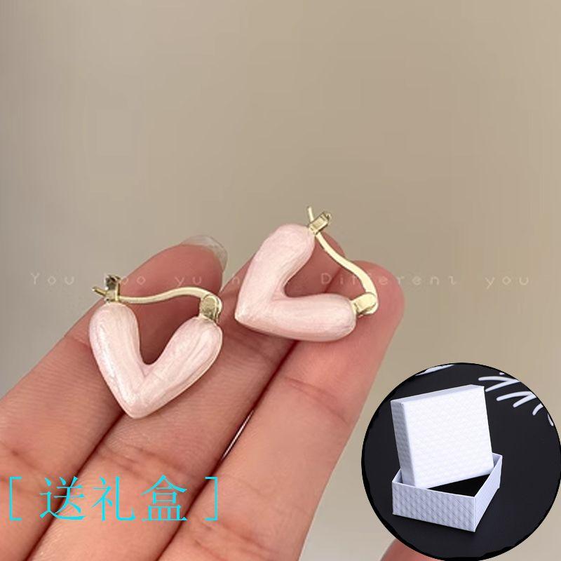 

Niche Style S925 Sterling Silver Women s Fancy Peach Heart Earrings Pink drop pomelo heart earrings a pair [gift box]]