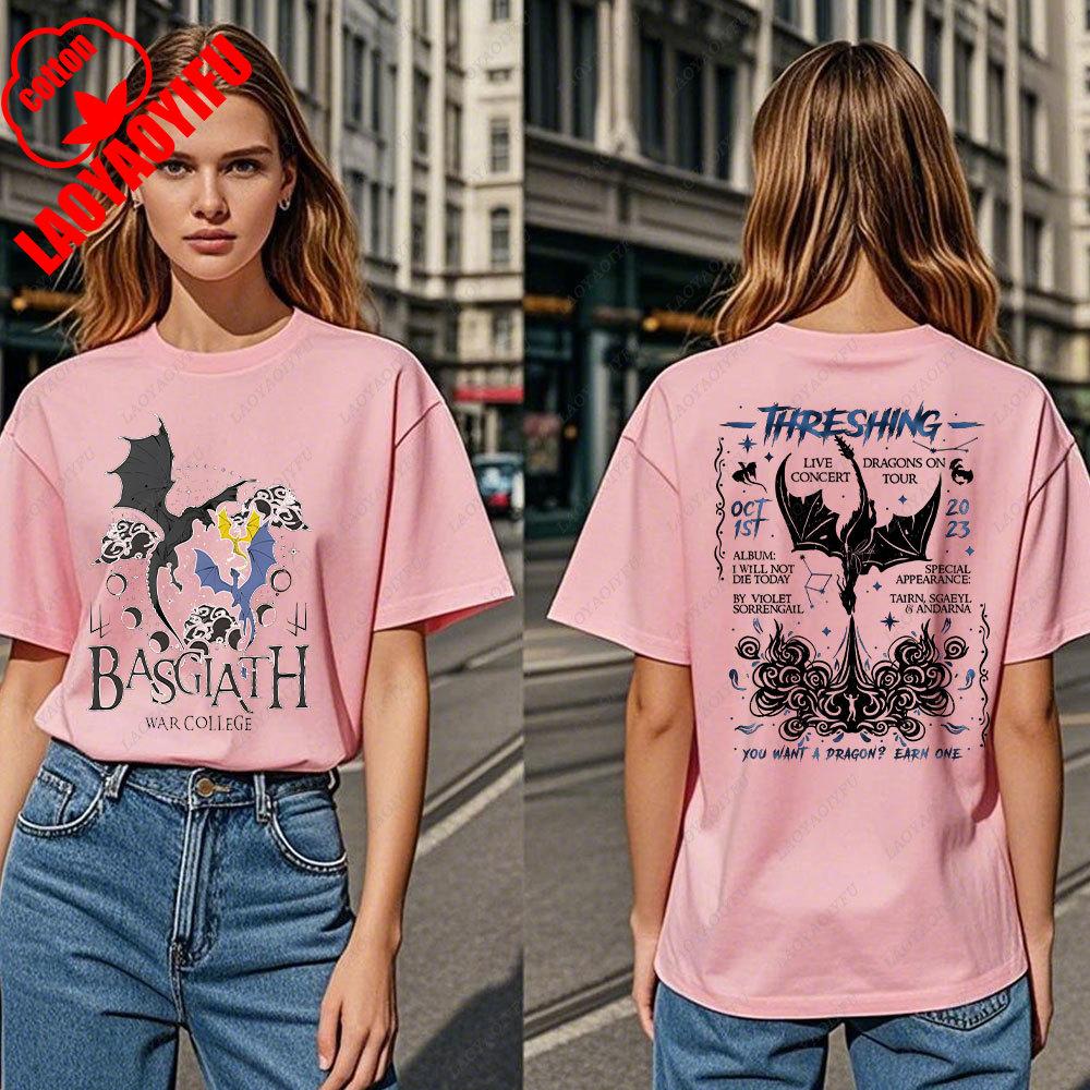 Fourth Wing DoubleSided TShirt Basgiath War College TShirt Women Tshirts High Quality Cotton Short Sleeve Graphic Vintage Tee