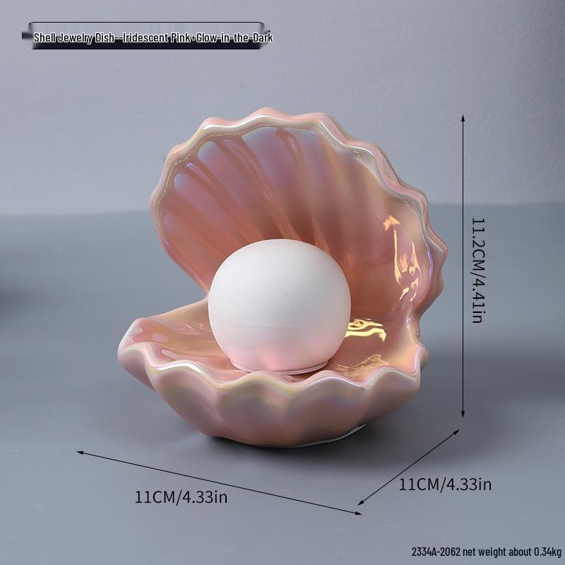 Luminous Shell Night Light & Jewelry Tray: Bedside Lamp and Ornament