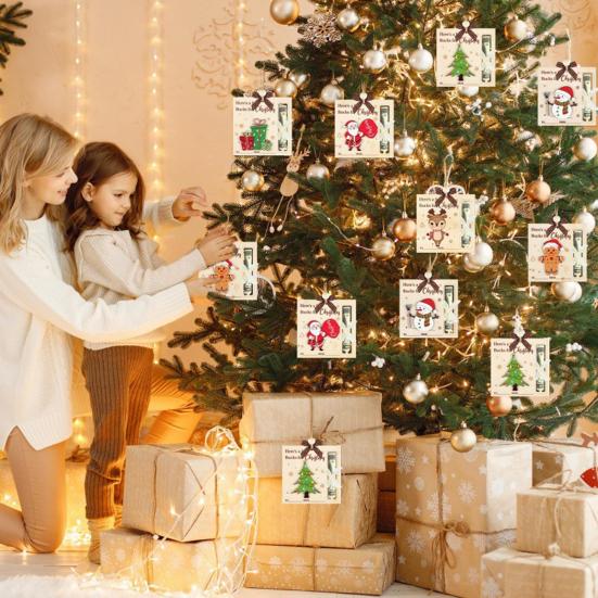 1/6Pcs Christmas Wallet Pendant Snowman Xmas Tree Gift Box Deer Pattern Pendant Striking Atmosphere