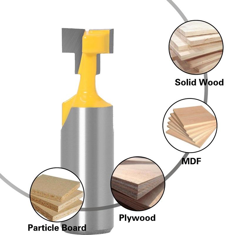 2pc 8mm 12mm 1/2 pollici 6mm 1/4 pollici codolo T-Slot Cutter Router Bit Set punte per fori chiave bullone esagonale T scanalatura fresa per legno strumento di lavorazione del legno