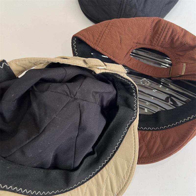 

Fashion quilted rhombus padded cotton forward hat women s autumn and winter warm literary and retro old forward cap M（56-58cm） помаранчевий