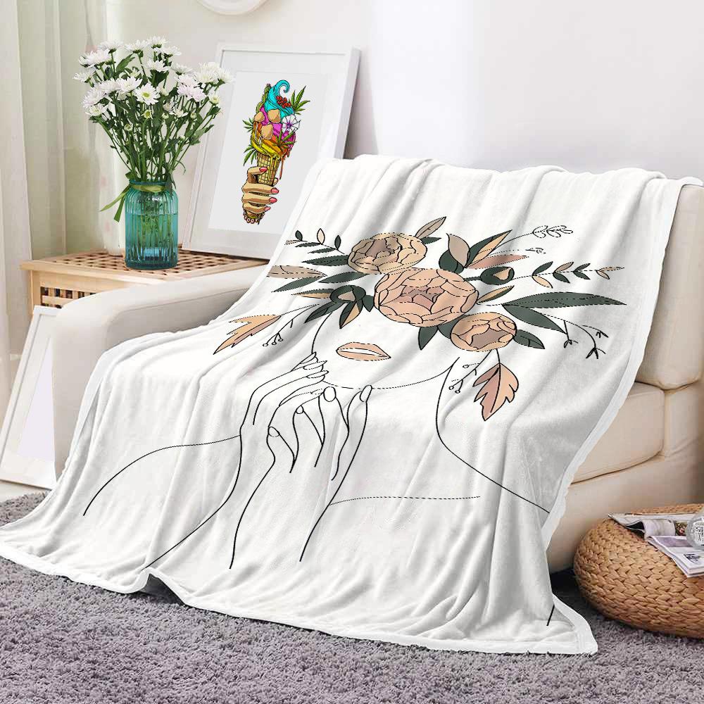 Mondrian Art Digital-printed Polyester Bedroom Velvet Flannel Soft Sofa Cover Blanket Fleece Soft Sofa Cover Blankets for Beds