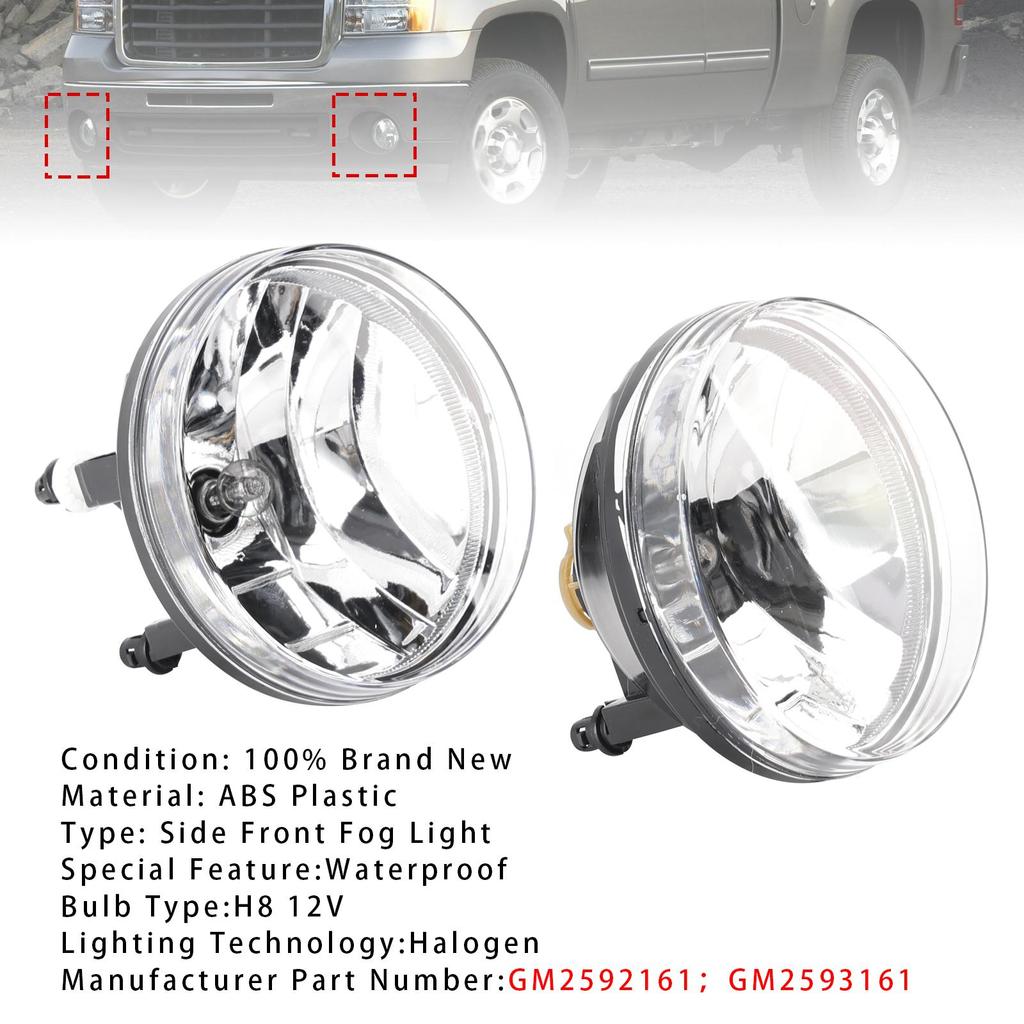 Pair Front Fog Lights Lamps With Bulbs For GMC Sierra 1500 2007-2013