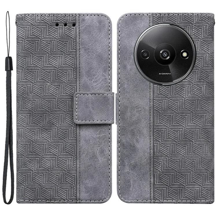 For Xiaomi Redmi A3 / Poco C61 4G Cell Phone Case Leather Cover Phone Protective Shell Geometry Design