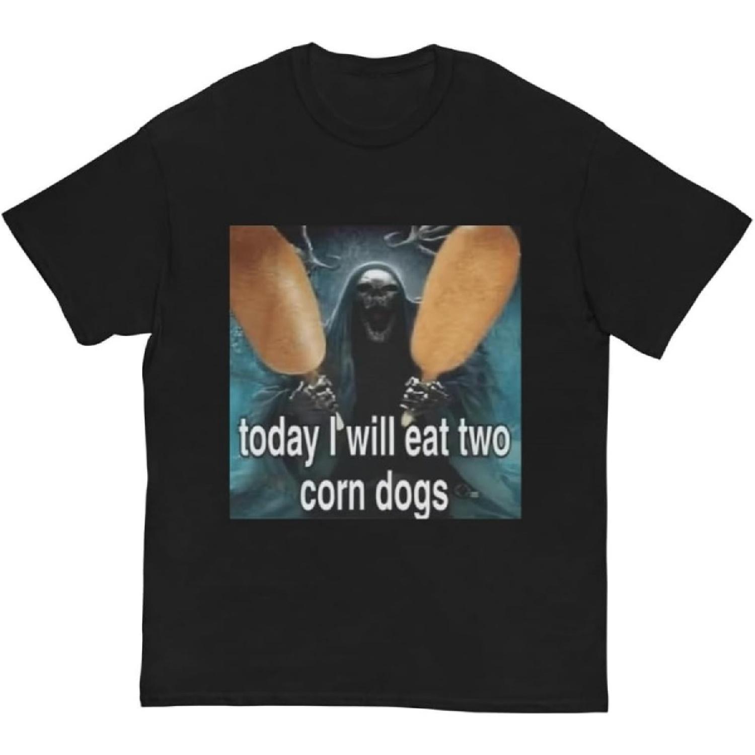 Today I Will Eat Two Corn Dogs Shirt – Funny State Fair Food Humor Tee – Quirky Corn Dog Lover T-Shirt for Men, Women, and Foodies S