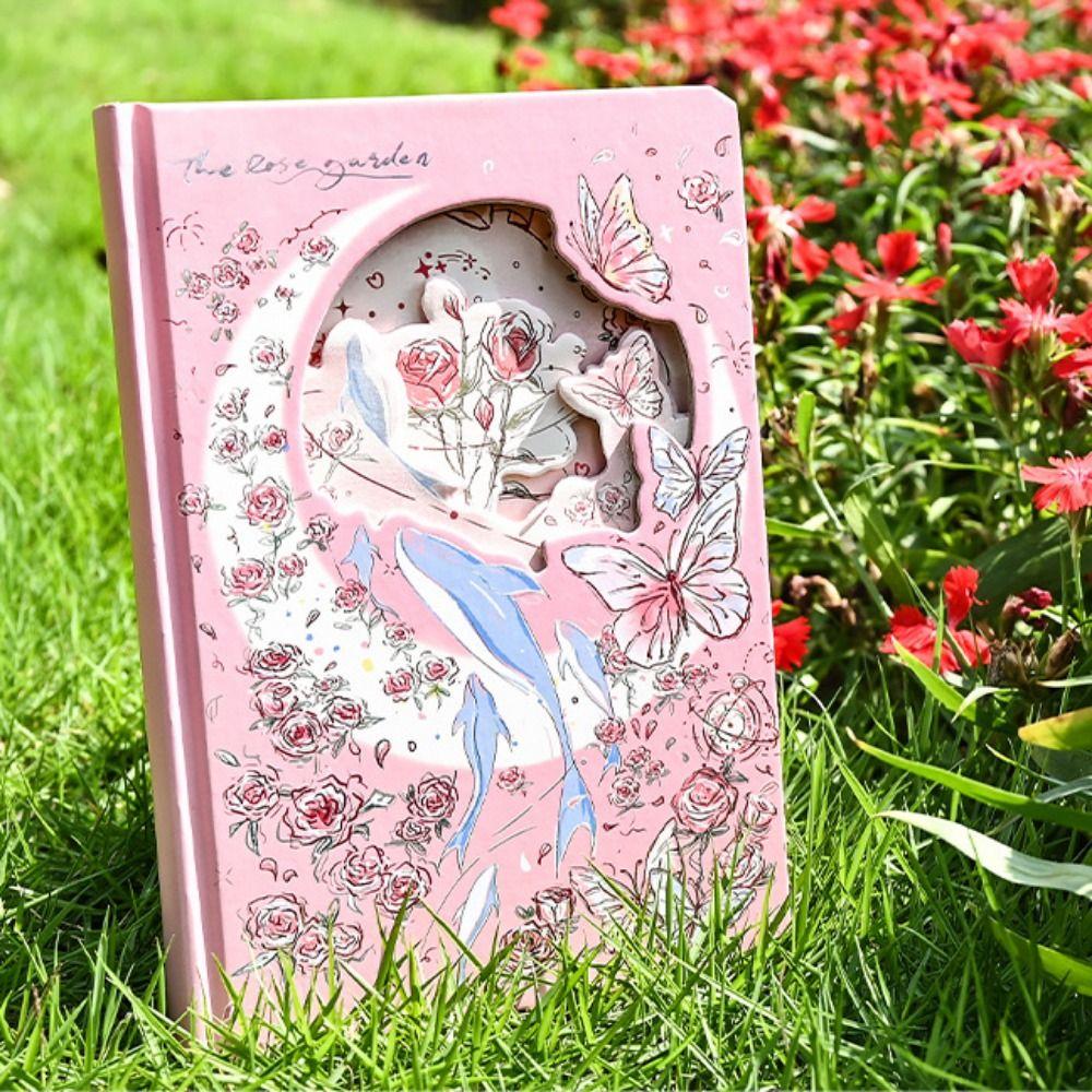 Color Pages Exquisite Diary Notebook Rose Style Romantic Diary Planner Retro Rose Notebook  School