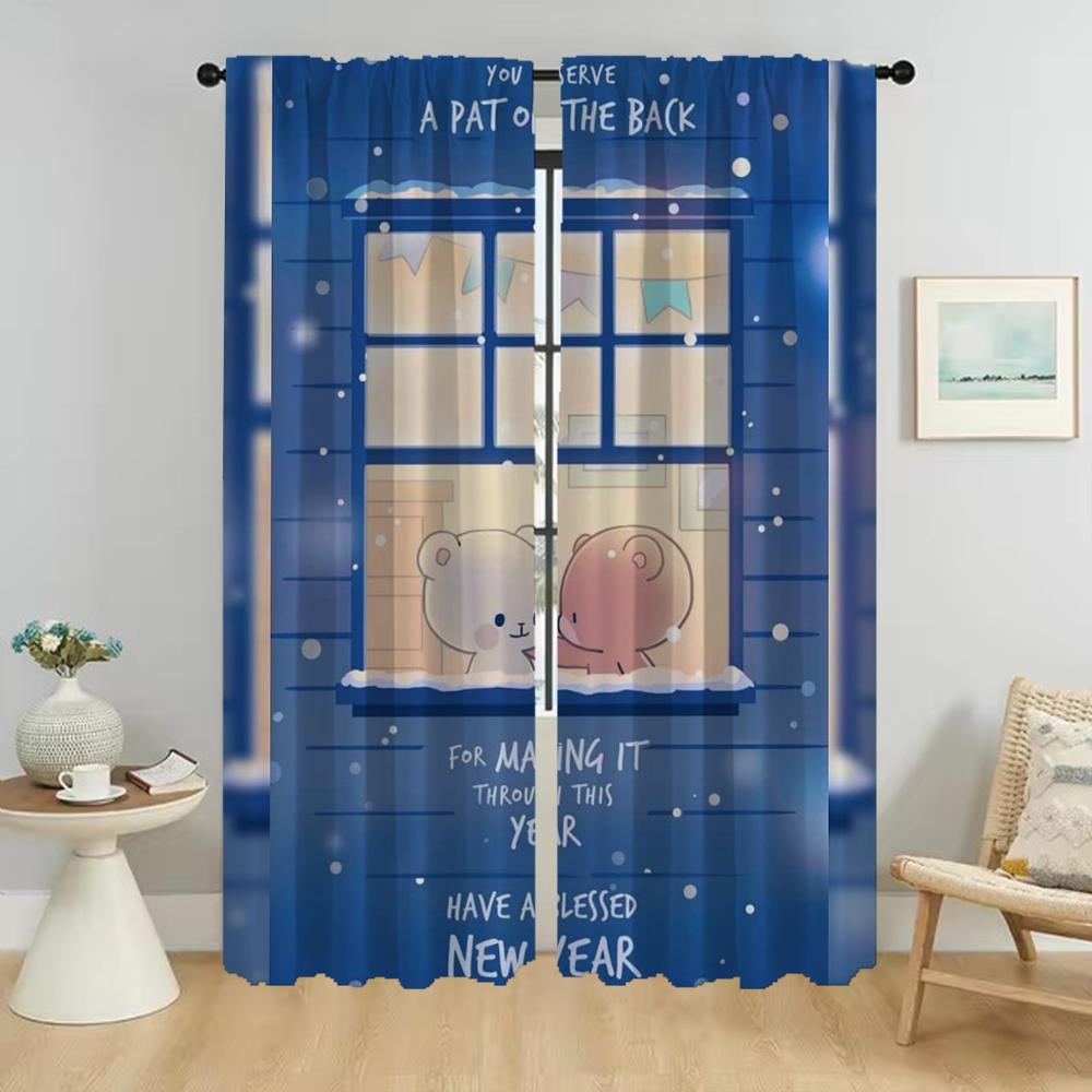 

Украшение на Хэллоуин Kawaii Bear Blackout Шторы для комнаты 2-панельные шторы Детская комната Тюль для спальни Домашний интерьер Шторы W50xH70cmx2pcs-CL