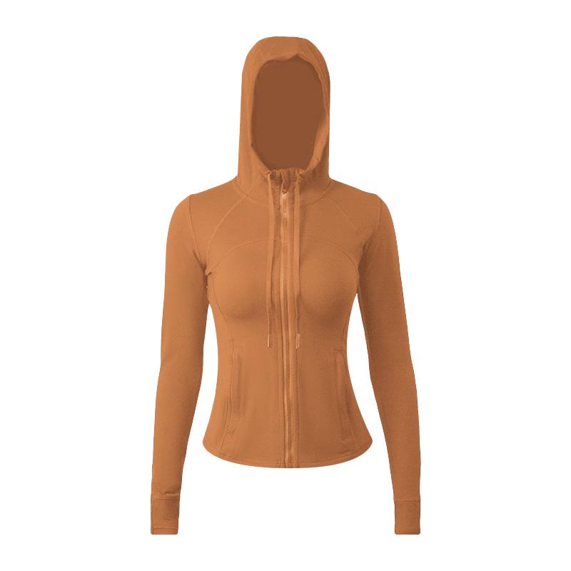 Damen Yoga Sportjacke mit Kapuze - Doppelseitig gebürstet, Hohe Elastizität, Slim Fit, Nude Feeling.