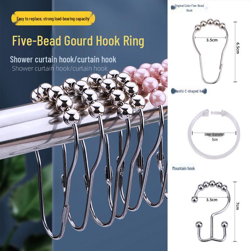 Stainless Steel Roller Ball Shower Curtain Hooks