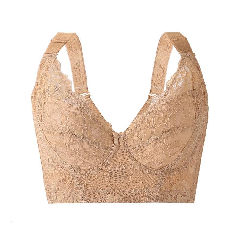 Adjustable Anti-Sagging Plus Size Lace Bra for a Slimmer Big Bust Look with Side Support