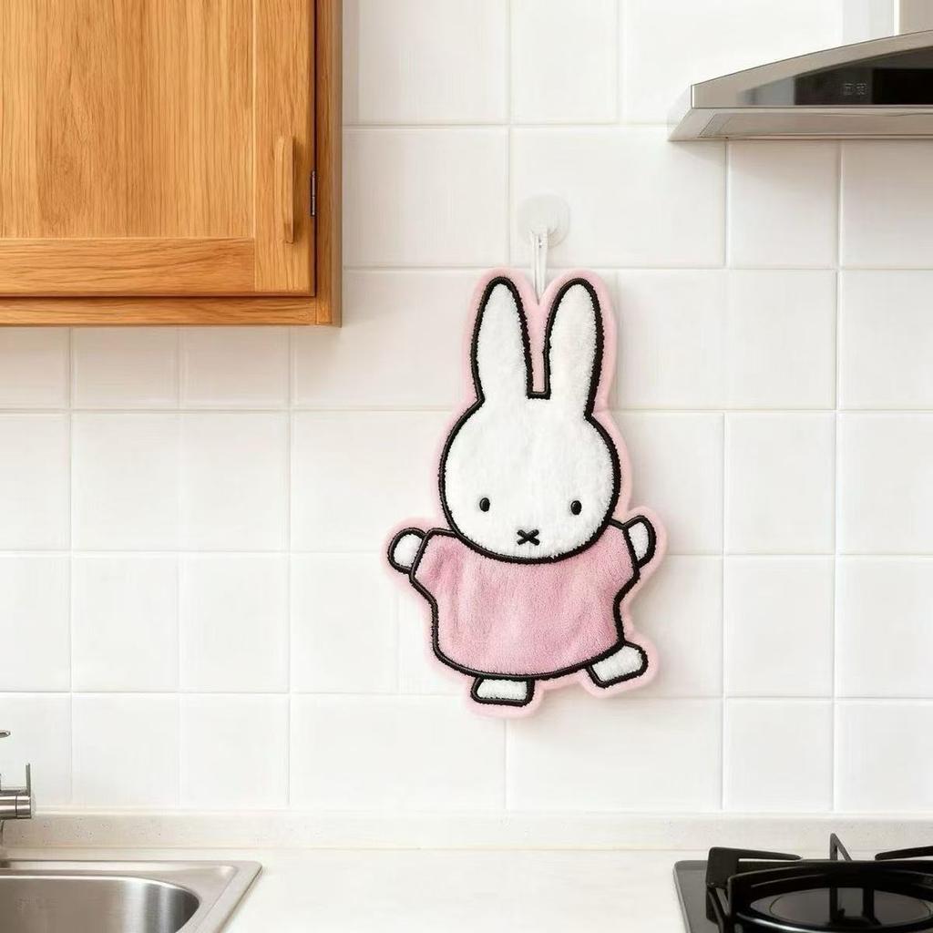 Kawai Miffy Rabbit Hand Towel Thickened Cartoon Wipe Cloth Versatile Household Supply Bathroom Kitchen Washroom Home Decoration
