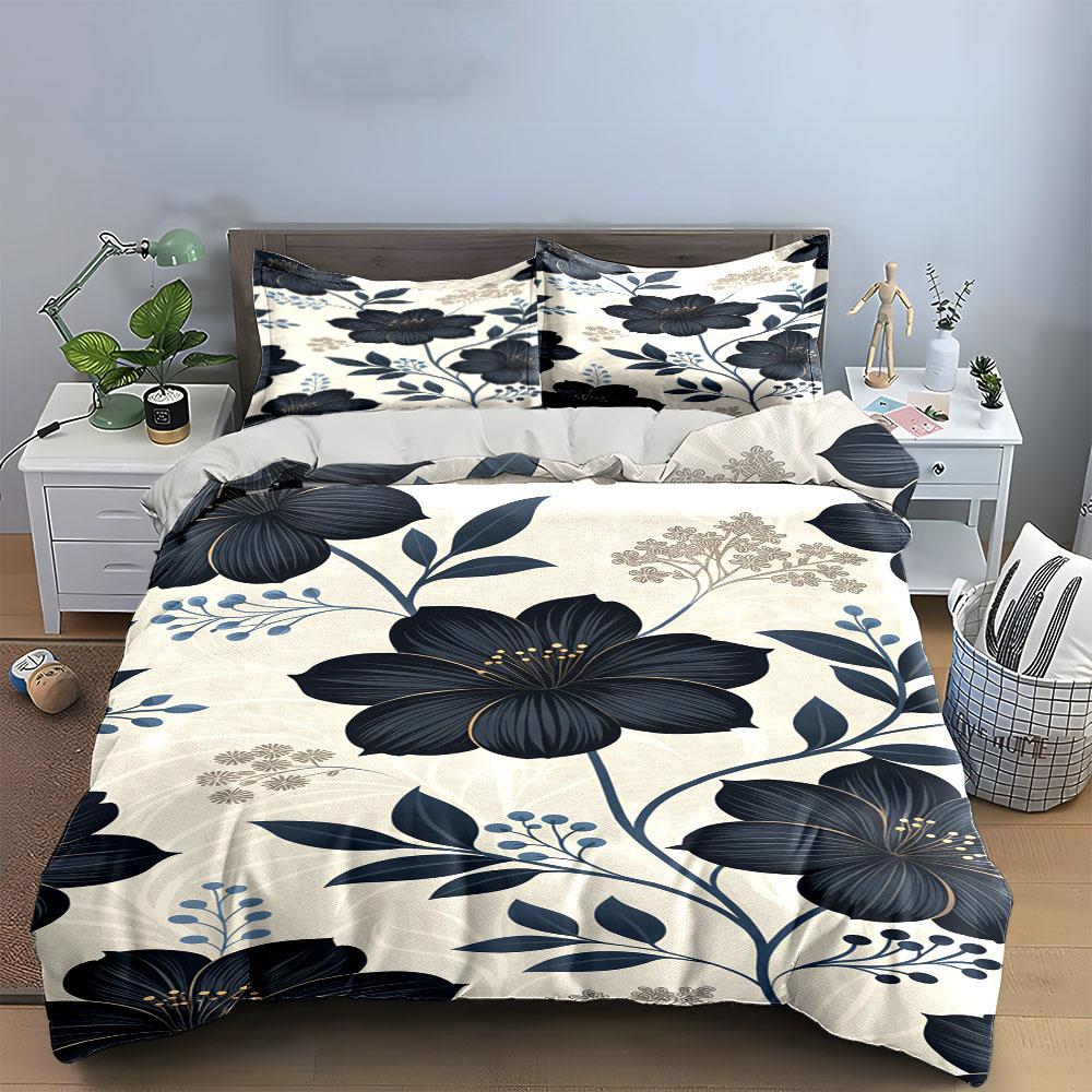 Dark Flowers and Leaves. Bedding Sets Duvet Cover Sets Duvet Covers Pillowcases(1*Duvet Cover 2*Pillowcases Without Duvet Insert)