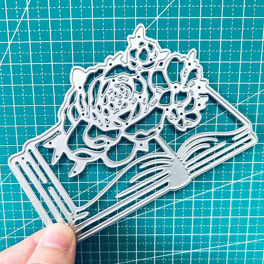 Books In Flowers Metal Cutting Dies Stencil for DIY Scrapbooking Photo Album Embossing Paper Cards Crafts Diecuts