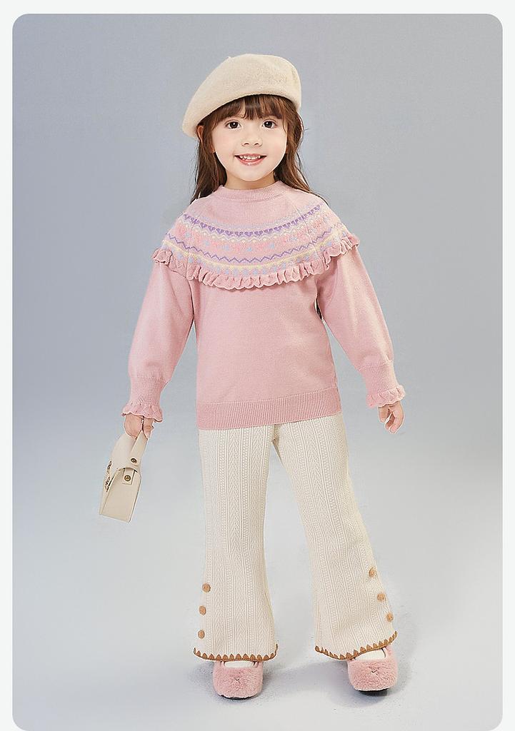 [Retro Ear Ear Edge] Infant and Child Girls' Sweater 24 Autumn/Winter Children's Warm Fashion Thread Shirt Top
