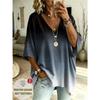 Damska Koszulka Plus Size z Dekoltem V i Rękawami nietoperzowymi Bohemian Etniczny Wzór Luźny Top Letni Wygodny Oddychający Codzienne Dojazdy Casualowy Model wyszczuplający