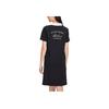 Skechers Fashion Simple Button Letter Polo Collar Short Sleeve Dress Women Dresses Carbon-Black L224W094-0018
