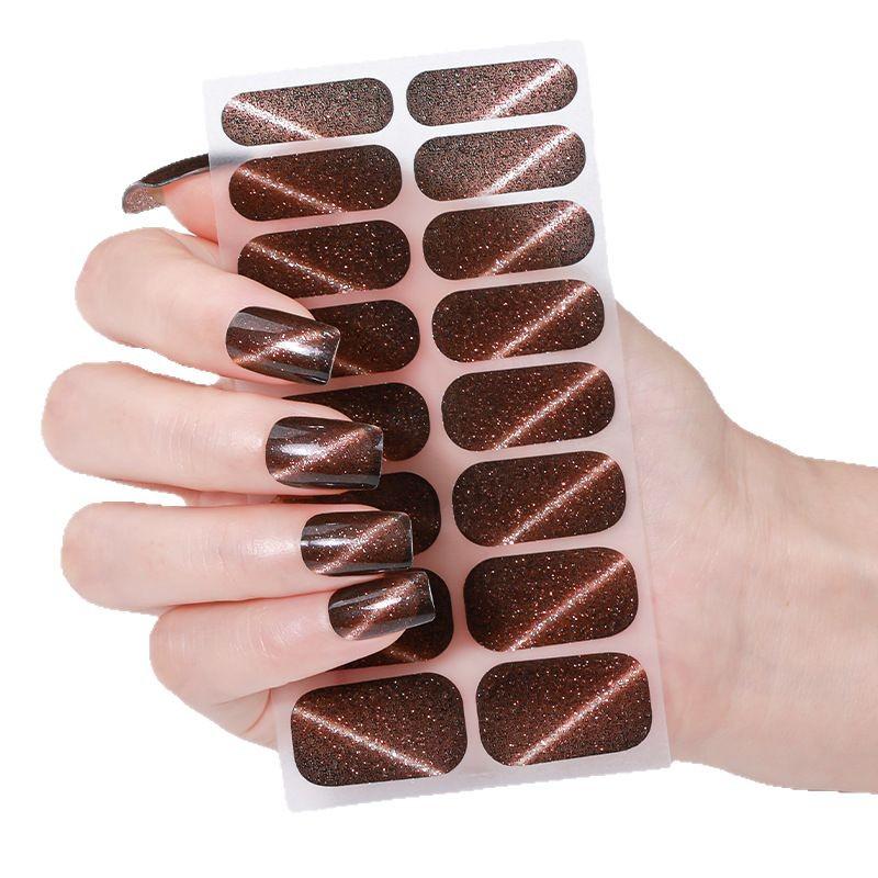 Cat Eye Gradient Glitter Waterproof Nail Stickers
