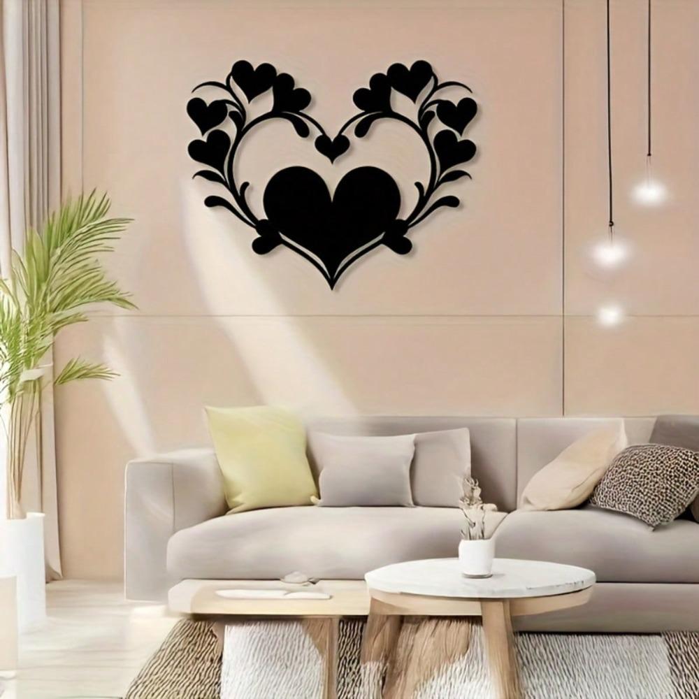 Romantic Floral Heart Metal Wall Art, Perfect for Bedroom Decor, Wedding Anniversary Housewarming Gift, Timeless Love Theme
