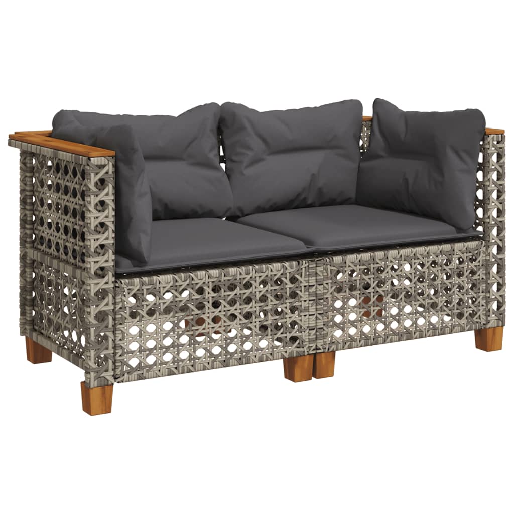 Vidaxl Moduli Angolari per Divano con Cuscini, 2 Pezzi, Grigio, Polyrattan
