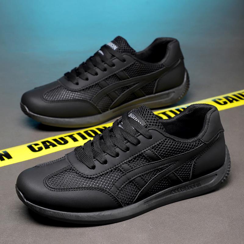 

Мужские кроссовки для бега Летний тренд Дышащие спортивные Белые кроссовки Повседневная обувь Удобные Подходящие ко всему Плоская подошва Zapatillas Hombre 41 чёрный