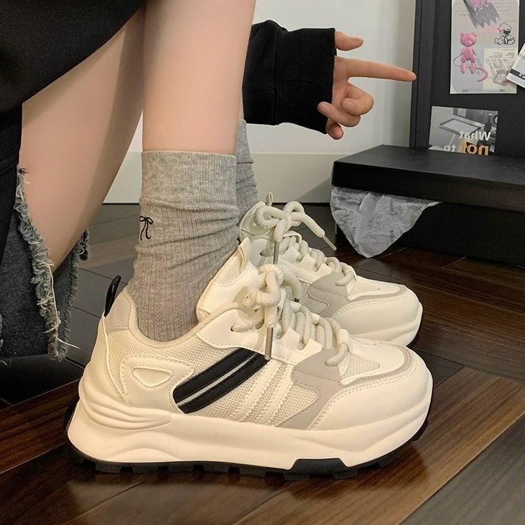 Fashion New Little White Shoes Women's 2025 Spring and Autumn Women's Shoes Platform Versatile Height Increase Wear-resistant Breathable Casual Moral