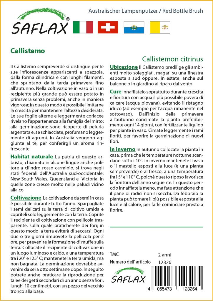 SAFLAX Red Bottle Brush - 400 Seeds - Callistemon Citrinus