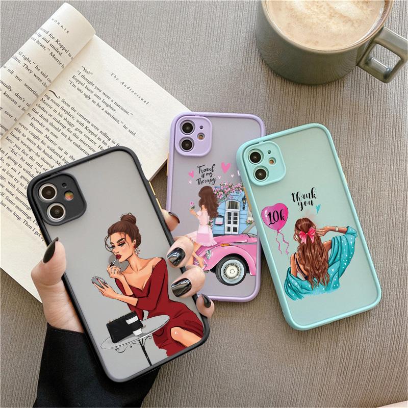 Mode Schönes Mädchen Hülle Für iPhone 16 7 8 Plus SE2 14 15 13 12 11 16 Pro Max Handyhülle Für iPhone X XR XS Stoßfeste Hülle