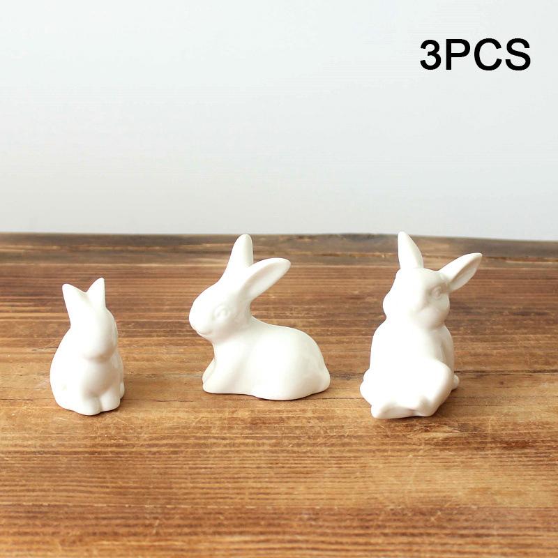 1/3pcs Rabbit Shaped Ornament Home Decoration Mini Decorative Figurines Desktop Decoration Ceramic Ornament Cute