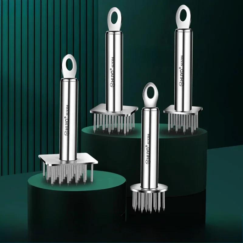 Hand Punch Meat Piercing Needle Flesh Hole Artifact Portable 304 Stainless Steel Meat Loose Needle Hammer Tenderizer Steak Tools